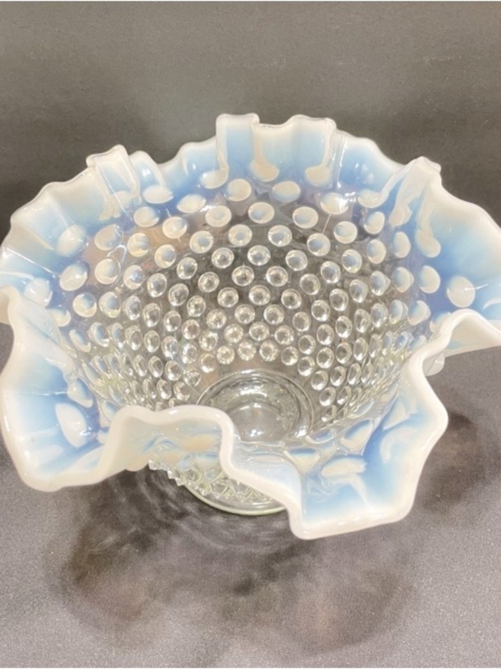 Blue and White Hobnail Glass Decorative Bowl - Brand
